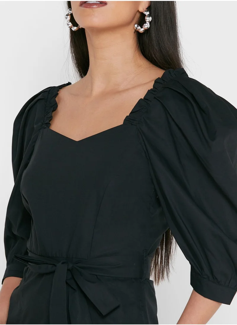 THE VANCA Puff Sleeve Tie Detail Dress