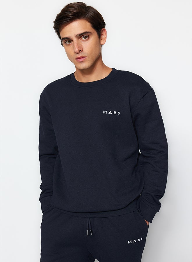 trendyol Navy Regular Fit Embroidered Knitted Pajamas Set TMNAW24PT00040 - Image 3