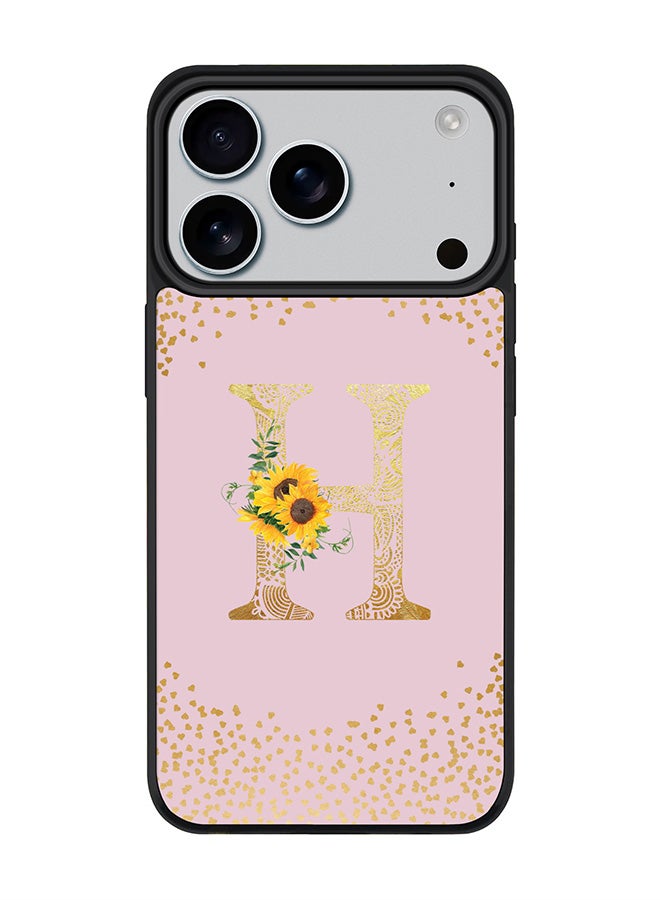 Stylizedd iPhone 17 Pro Case, [Compatible with MagSafe] Slim Magnetic cover Phone Case iPhone 17 Pro -Custom Floral Monogram - H  (Pink ) - Image 1