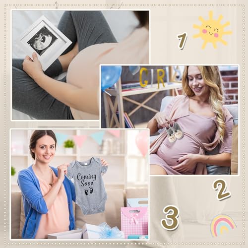 Canlierr 9 Pcs Pregnancy Announcement Set Pregnancy Reveal Ideas Felt Letter Board Baby Bodysuit Booties Photo Frame Bear Plush Wood Blocks for Coming Soon Baby Announcement(Gray) - Image 5