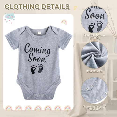 Canlierr 9 Pcs Pregnancy Announcement Set Pregnancy Reveal Ideas Felt Letter Board Baby Bodysuit Booties Photo Frame Bear Plush Wood Blocks for Coming Soon Baby Announcement(Gray) - Image 4