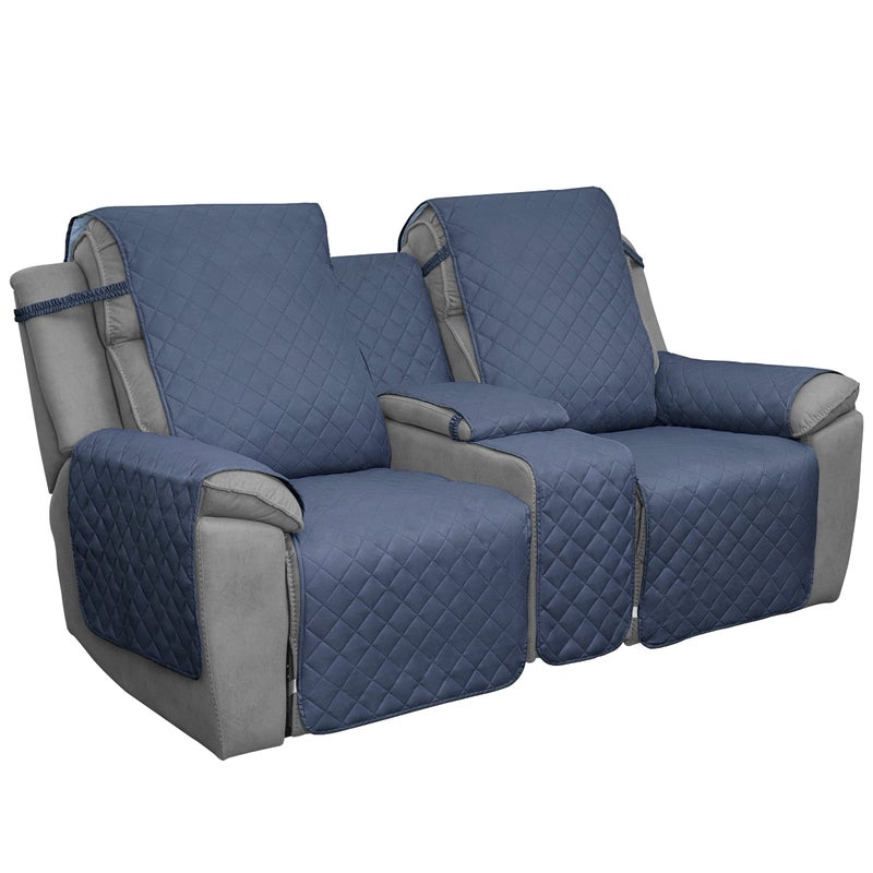 Easy-Going EasyGoing Loveseat Recliner Cover with Console Reversible Couch Cover for Living Room Split Sofa Cover for Each Seat with Elastic Straps for Kids Dogs Pets2 Seater Dark BlueLight Blue 