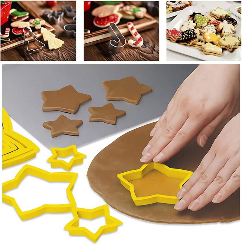 klarako 6PCS Hexagon Star Cookie Cutters, 3D Christmas Tree Cookie Cutter Set for Xmas Tree Kids Biscuits Pastry Fondant Cake Decorating Tower (1 Set) - Image 5