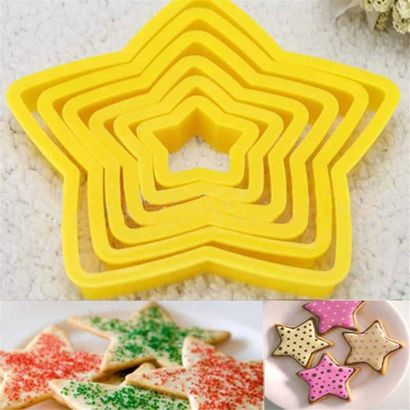 klarako 6PCS Hexagon Star Cookie Cutters, 3D Christmas Tree Cookie Cutter Set for Xmas Tree Kids Biscuits Pastry Fondant Cake Decorating Tower (1 Set) - Image 3