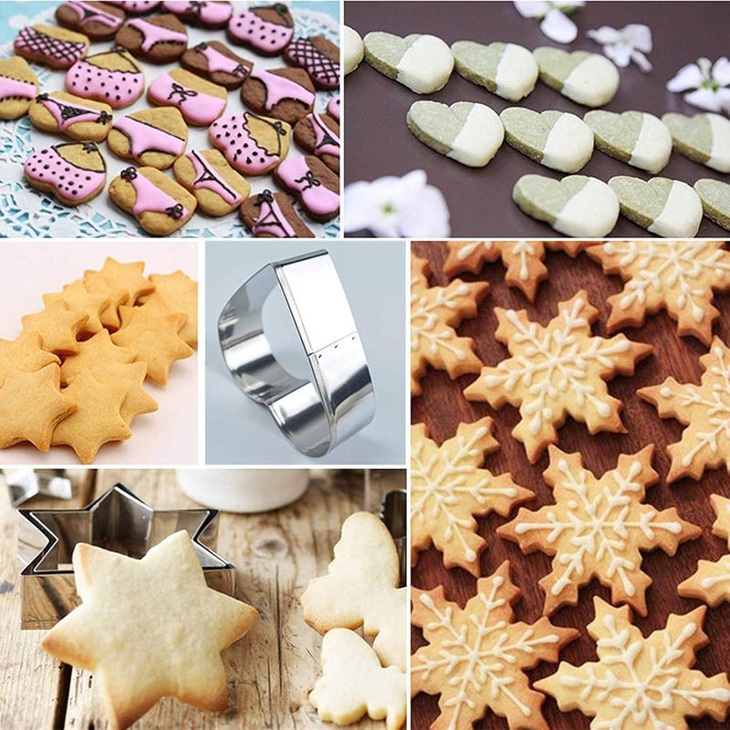 klarako 6PCS Hexagon Star Cookie Cutters, 3D Christmas Tree Cookie Cutter Set for Xmas Tree Kids Biscuits Pastry Fondant Cake Decorating Tower (1 Set) - Image 4