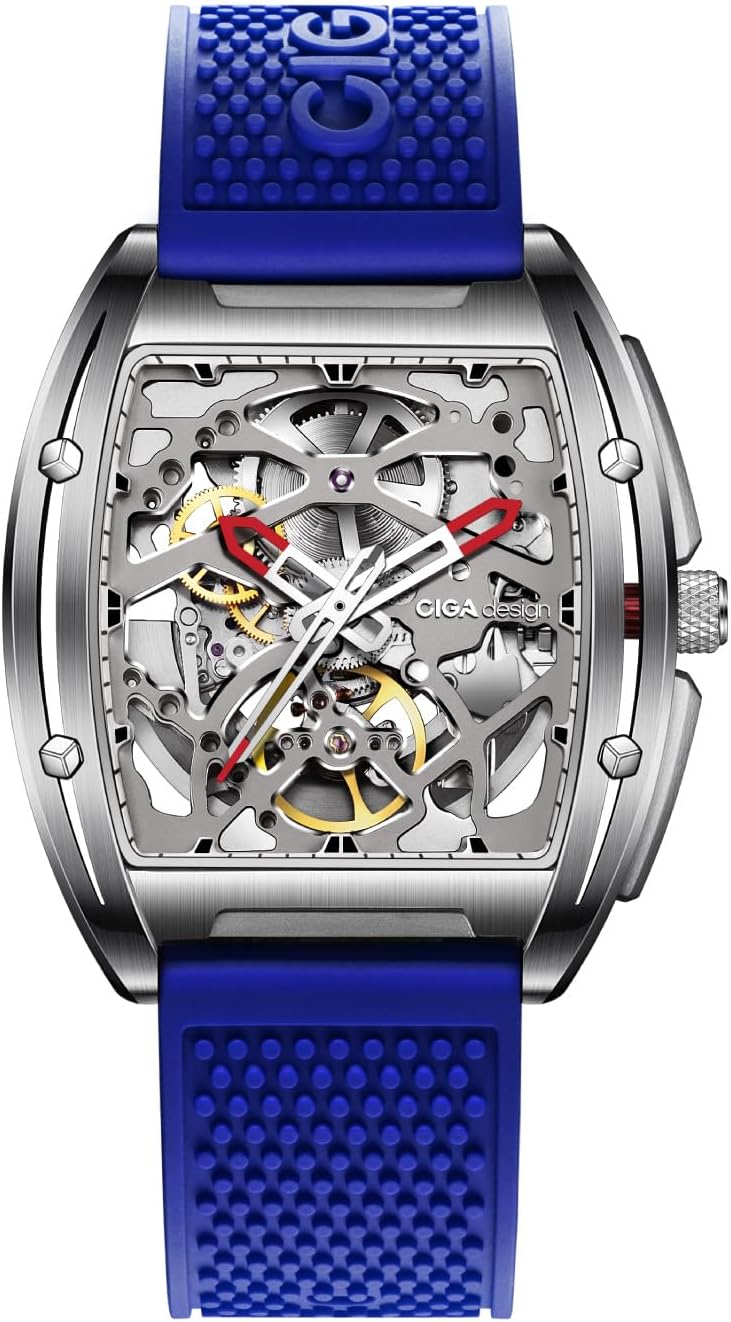 CIGA Design Z Series Hunter Automatic Mechanical Watch, Stainless Steel/Titanium Skeleton Square Luxury Timepiece, Ideal Gift for Men and Women - Image 1
