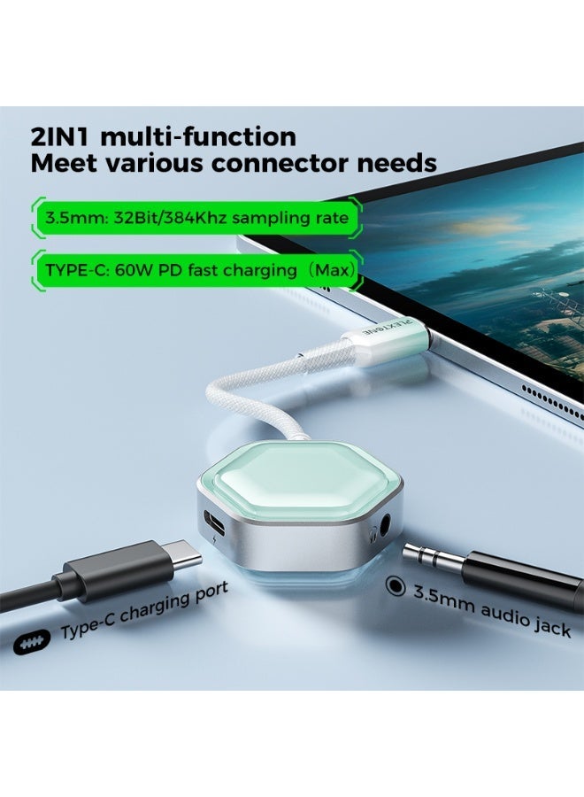 PLEXTONE GS1 Pro Gaming Adapter & Converter Dongle, 2-in-1 USB-C to 3.5mm AUX Audio Adapter with 60W Fast Charging, Hi-Res Earphone Sound Converter with Mic Support – Compatible with RedMagic, iPad, iPhone, Samsung, Android Phones, Laptops & Gaming Devices - Image 2