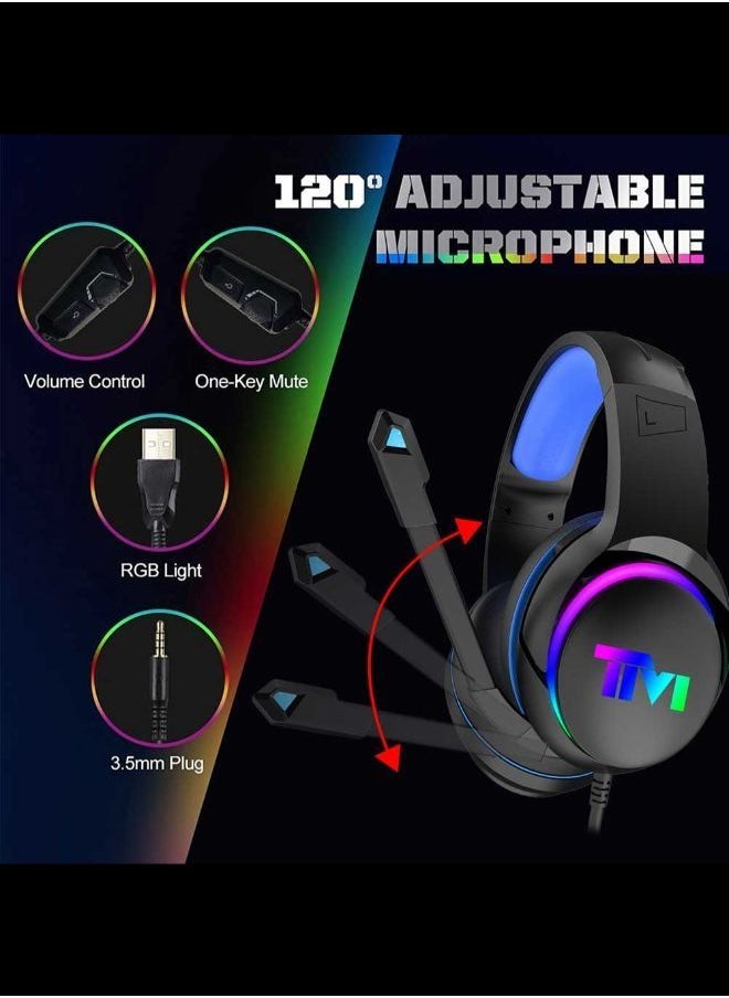 TWISTED MINDS - سماعة رأس سلكية للألعاب Twisted Minds MD07 RGB، صوت محيطي 7.1، وسادات أذن من إسفنج الذاكرة، ميكروفون طويل، وحدة تحكم في مستوى الصوت - Image 1