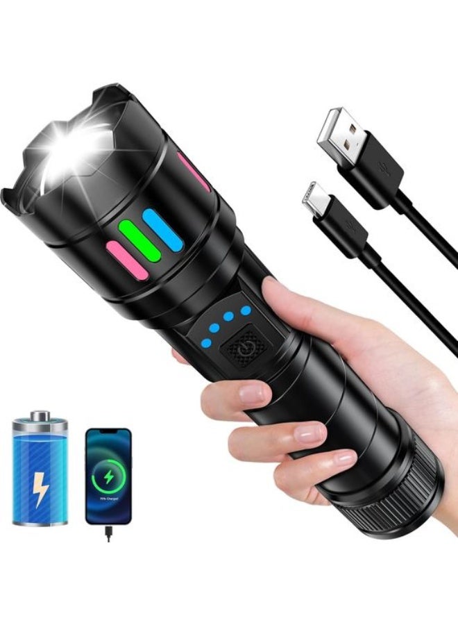 High Power Super Bright Rechargeable USB Torch – Zoomable LED Tactical Flashlight for Outdoor, Camping, Emergency Work Light - Image 1