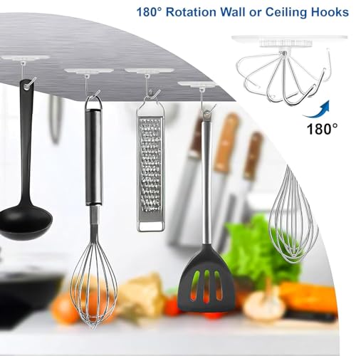 Eightiz 10 Pcs Flower Hook PVC Heavy Duty Self Adhesive Stainless Hooks, Transparent Waterproof and Oilproof Wall Hooks for Kitchen Bathroom Shower Door Outdoor Home Improvement Utility Hook - Image 4