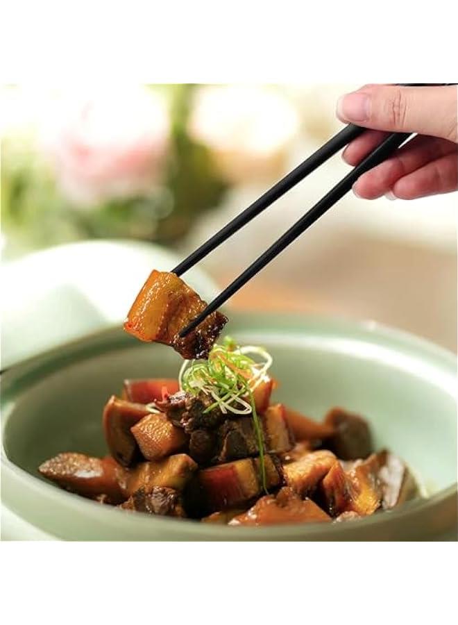 HOOKOR Durable Non-Slip Black Alloy Chopsticks Set, Dishwasher-Safe, Reusable Non Slip Chopsticks Set, Luxurious Chinese Fu Chopsticks Gift Set 9.5 Inch, 10 Pairs - Image 3