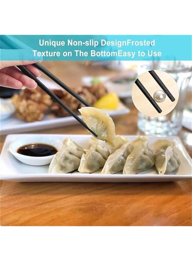 HOOKOR Durable Non-Slip Black Alloy Chopsticks Set, Dishwasher-Safe, Reusable Non Slip Chopsticks Set, Luxurious Chinese Fu Chopsticks Gift Set 9.5 Inch, 10 Pairs - Image 4