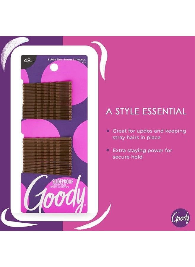 Goody Goody Slideproof Womens Bobby Pin-48 Count, Brown - 2 Inch Pins Help Keep Hairs In Place-Hair Accessories to Style With Ease and Keep Your Hair Secured-For All Hair Types-Pain Free(Pack of 1)  - Image 2
