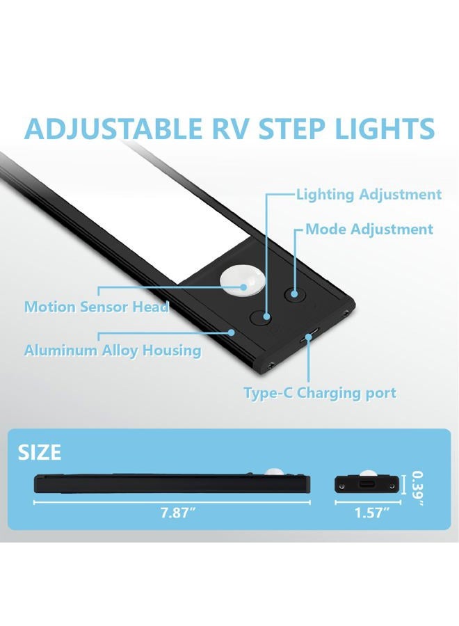 Rvhouse 2 Pack Motion Activated RV Step Lights, USB Rechargeable 48 LED Rv Light Camping Camper Lights Adjustable 3 Colours for Motorhome Travel,Travel Trailers, Camper (Black - Image 2