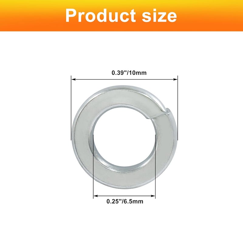 BokWin 100 Pcs Spring Lock Washer M6 Stainless Steel Split Lock Washers(Silver) - Image 5