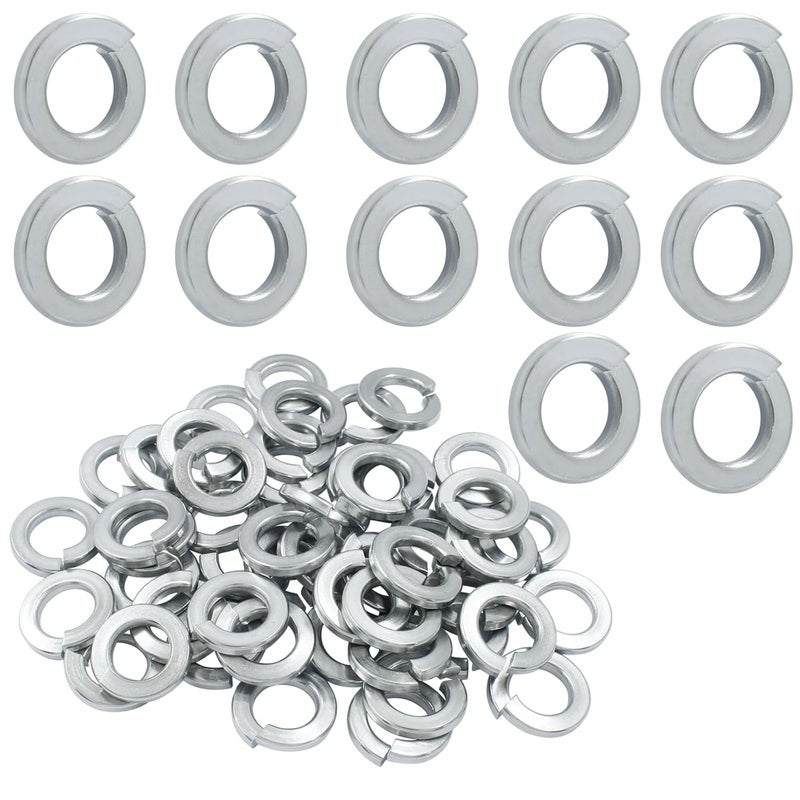 BokWin 100 Pcs Spring Lock Washer M6 Stainless Steel Split Lock Washers(Silver) - Image 1