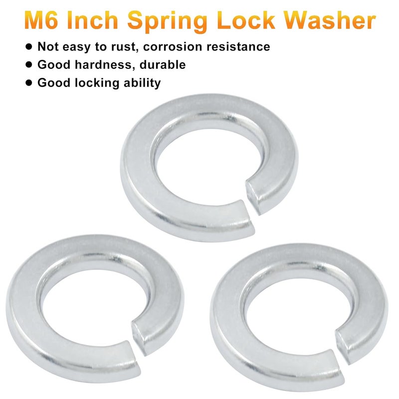 BokWin 100 Pcs Spring Lock Washer M6 Stainless Steel Split Lock Washers(Silver) - Image 4