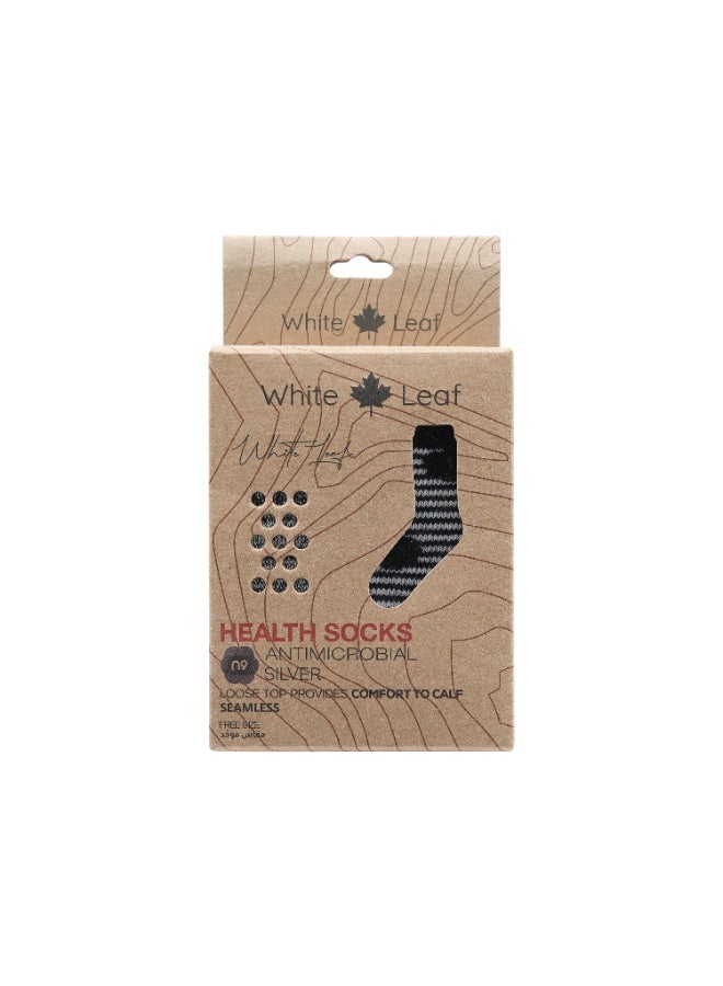 White Leaf Diabetic Care Socks, Black - 1 Pack Antibacterial, Silver Freshness, Soft Cotton, Non-Drying Unisex - Image 2