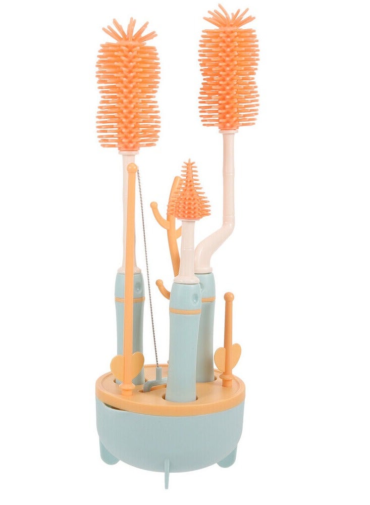 Factory Price مجموعة فرشاة تنظيف زجاجات سيليكون مضادة للبكتيريا - برتقالي - Image 1