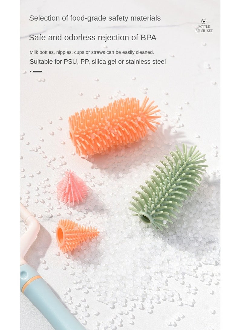 Factory Price مجموعة فرشاة تنظيف زجاجات سيليكون مضادة للبكتيريا - برتقالي - Image 4