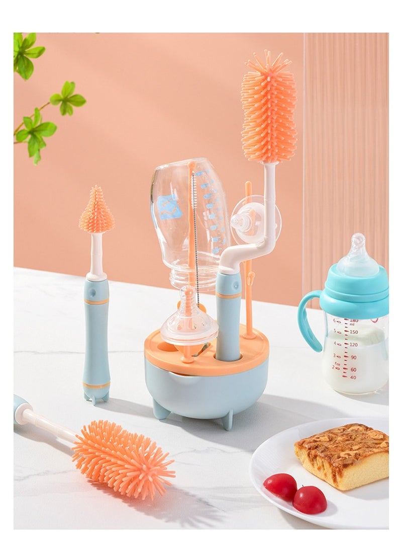 Factory Price مجموعة فرشاة تنظيف زجاجات سيليكون مضادة للبكتيريا - برتقالي - Image 3