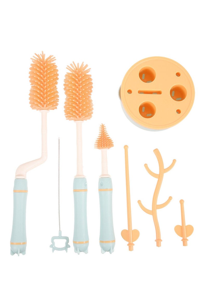 Factory Price مجموعة فرشاة تنظيف زجاجات سيليكون مضادة للبكتيريا - برتقالي - Image 2