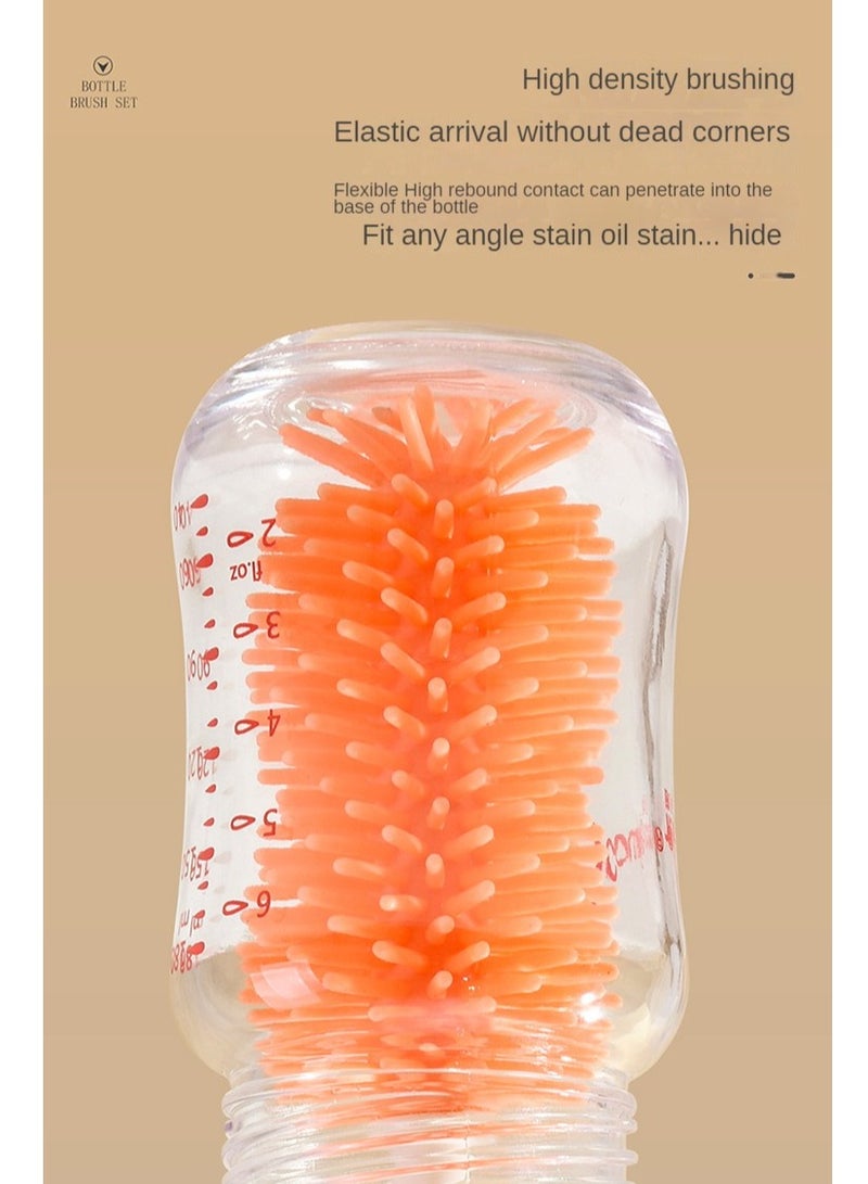Factory Price مجموعة فرشاة تنظيف زجاجات سيليكون مضادة للبكتيريا - برتقالي - Image 5
