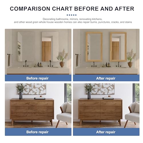 TIANLDD 27 FT Wood Grain Wallpaper Border, Removable Waterproof Mirror Border Peel and Stick,Bathroom Mirror Frame Border.(Golden Oak) - Image 2