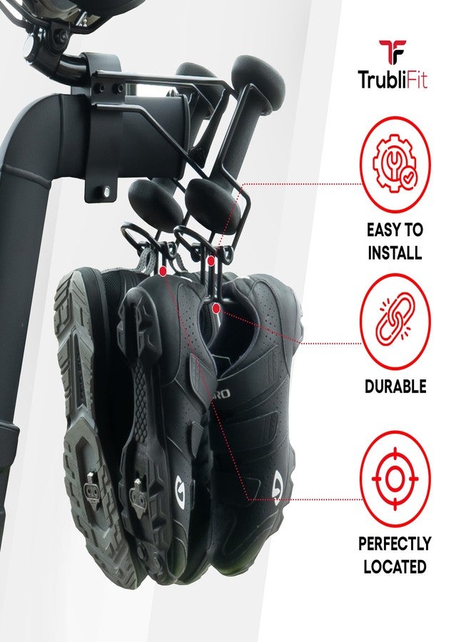 حامل أحذية معدني TrubliFit لدراجة Peloton، لا يتوافق مع Bike+، يتسع لزوجين من أحذية Peloton، علاقة وحامل أحذية موفر للمساحة، ملحقات لحزمة Peloton الأصلية المكونة من قطعتين - Image 3