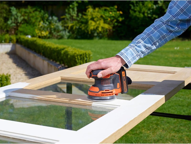 بلاك اند ديكر صنفرة مدارية عشوائية مريحة لاسلكية 18 فولت، لون أسود وبرتقالي، Bdcros18N-Xj - Image 4