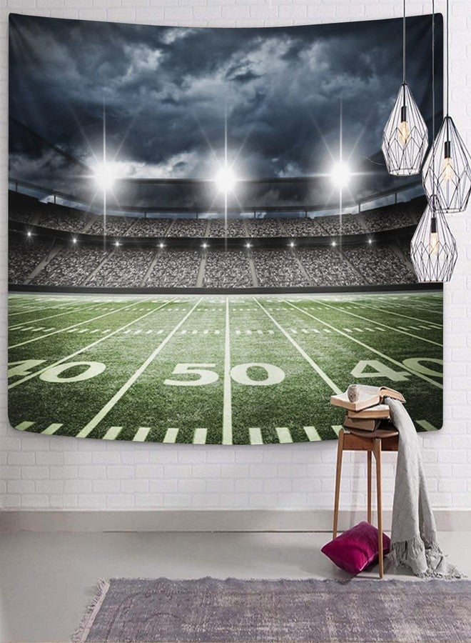 Emvency Tapestry Stadium Football Stadium Field Light Night Football Turf Home Decor Wall Hanging for Living Room Bedroom Dorm 50x60 Inches - Image 3