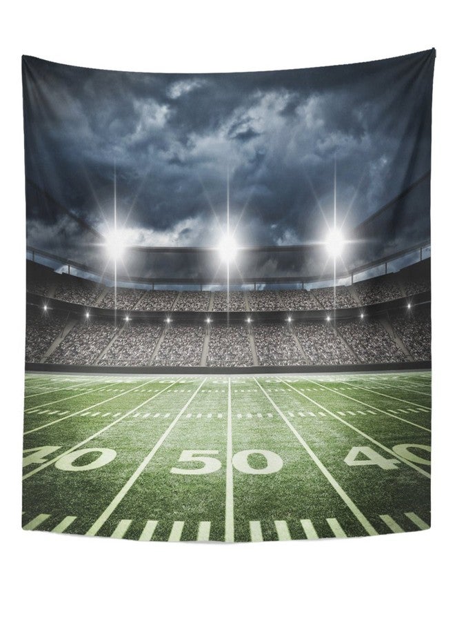 Emvency Tapestry Stadium Football Stadium Field Light Night Football Turf Home Decor Wall Hanging for Living Room Bedroom Dorm 50x60 Inches - Image 1