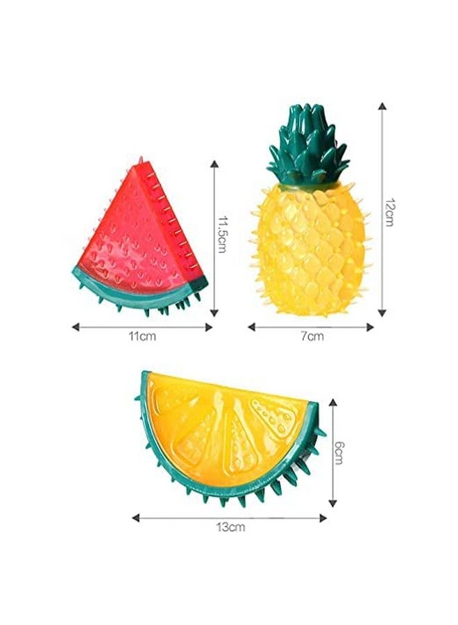 لعبة مضغ للكلاب بصوت لطيف تفاعلي على شكل فواكه مضحكة قابلة للمضغ وواقعية لعض الحيوانات الأليفة للجراء (ليمون + أناناس + بطيخ) - مجموعة من 3 قطع - Image 2