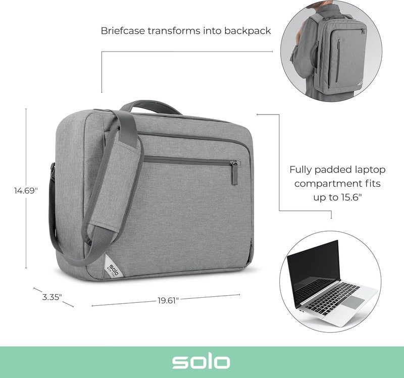 Solo Solo New York ReUtilize Hybrid Backpack Briefcase Grey - Image 2
