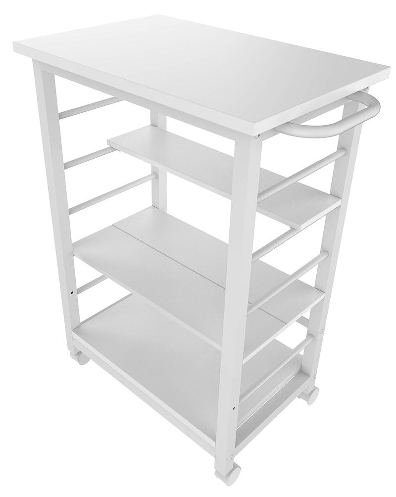 InnoFur Kinisi Wagon Storage Kitchen Trolley with Wheels Serving Trolley Food Trolley for Serving at Home Table for Kitchen with Adjustable Shelf Bar Trolly Regular White