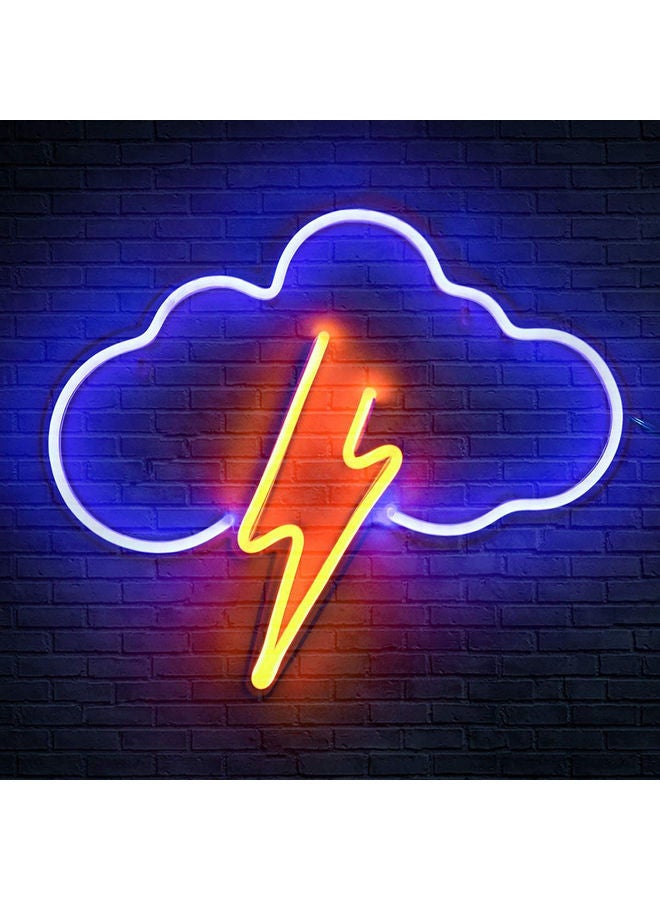 Led Cloud Neon Sign Wall Decor Light Battery Blue/Orange 12.2x13.4inch - Image 1