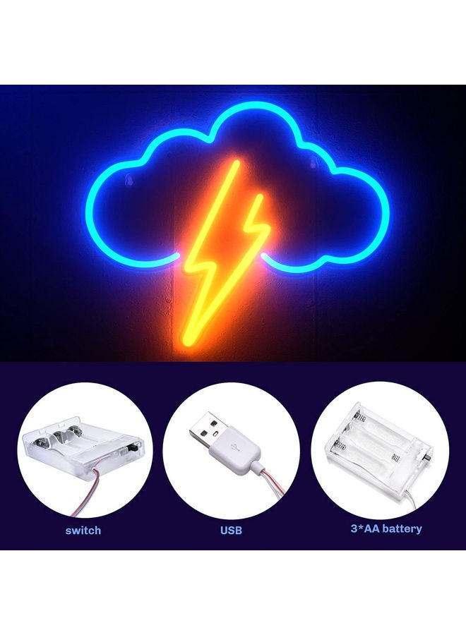 Led Cloud Neon Sign Wall Decor Light Battery Blue/Orange 12.2x13.4inch - Image 5