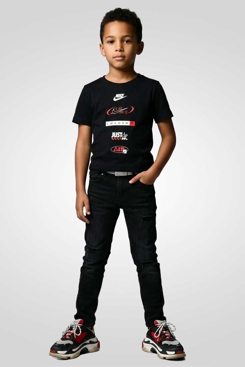 Nike Kids Boy Graphic Print Short Sleeve Outdoor T-Shirt, Black - Image 1