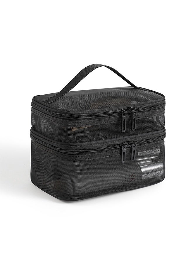 حقيبة تخزين مكياج السفر المقاومة للماء للنساء طبقات مزدوجة حقيبة مستحضرات التجميل حقيبة منظم السفر حقيبة أدوات الزينة لإكسسوارات مستلزمات الشامبو مستلزمات النظافة - Image 1