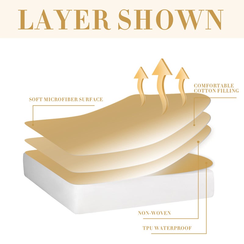 Safe and Sound Quilted Fitted Queen Mattress Pad Cover, Waterproof Mattress Protector, Deep Pocket Elastic Fits Up to 21'', Breathable Soft Alternative Filling Mattress Pad - Image 2