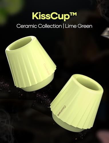 Cocinare KissCup Ceramic Espresso Cup – 2.2oz Demitasse Cup for Espresso, Pour-over coffee & Tea, Lime Green, Ceramic Collection - Image 2