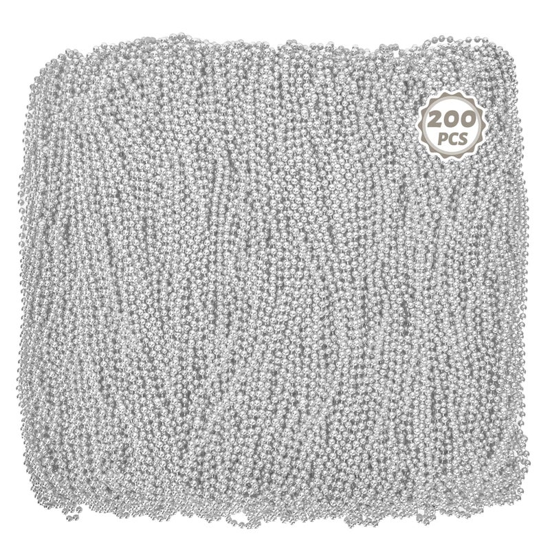 Huskein 200PCS Mardi Gras Beads Necklaces Silver Bead Necklace 33 Mardi Gras Beads Parade Party Beads Bulk for Christmas Wedding Birthday Party Favors Supplies Decor - Image 3