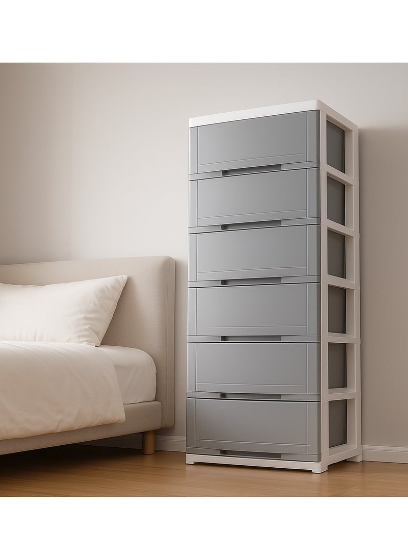 Chest of 6 Drawers Grey  56×41×131 cm