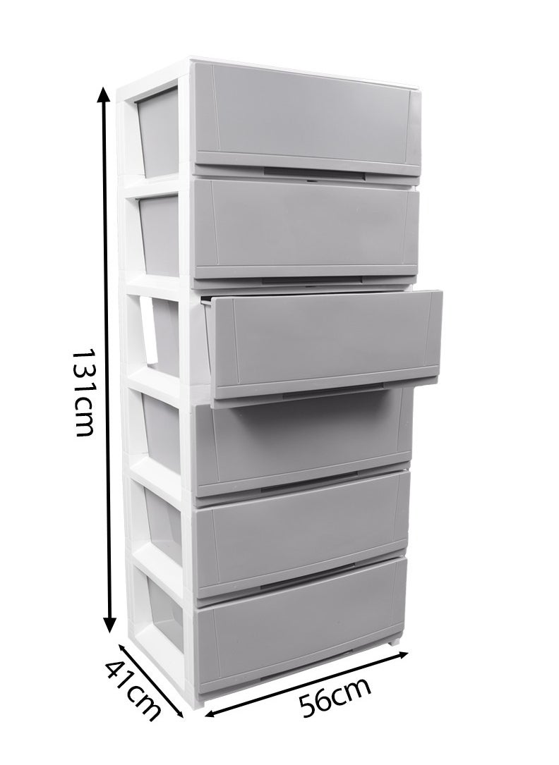Chest of 6 Drawers Grey  56×41×131 cm