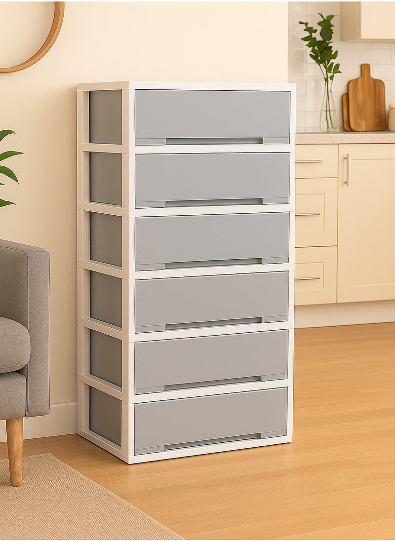 Chest of 6 Drawers Grey  56×41×131 cm