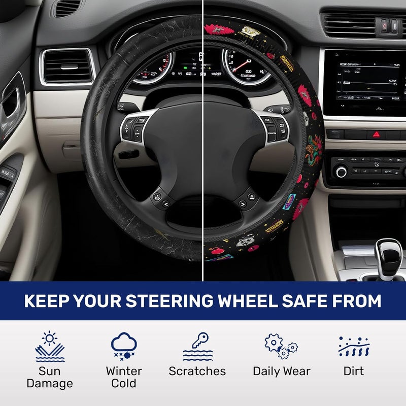 GENANY Royal Cat Steering Wheel Cover, Non Slip Polyester Car Wheel Protector for Car SUV Truck, Universal 15 Inch - Image 5