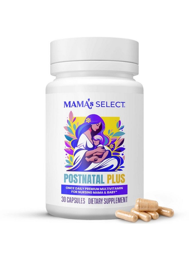 Mama's Select Postnatal Vitamins - Boosts Hair Recovery, Milk Supply, & Wellness - Allergen-Free, Vegan, MTHFR Friendly, Methylated Folate & B Vitamins, Easy-to-Swallow, No Biotin - 30 Capsules - Image 1