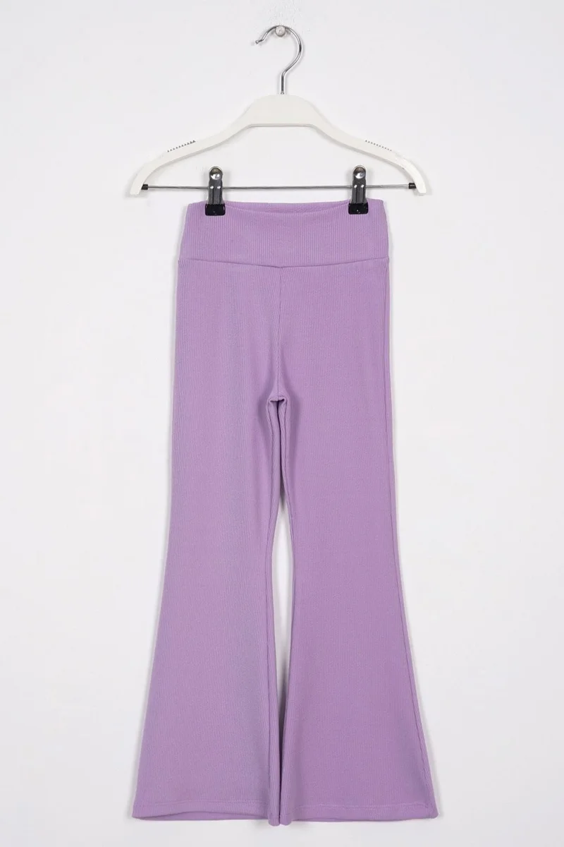 Zepkids High Waisted Bell-bottomed Lilac Colored Girls Leggings