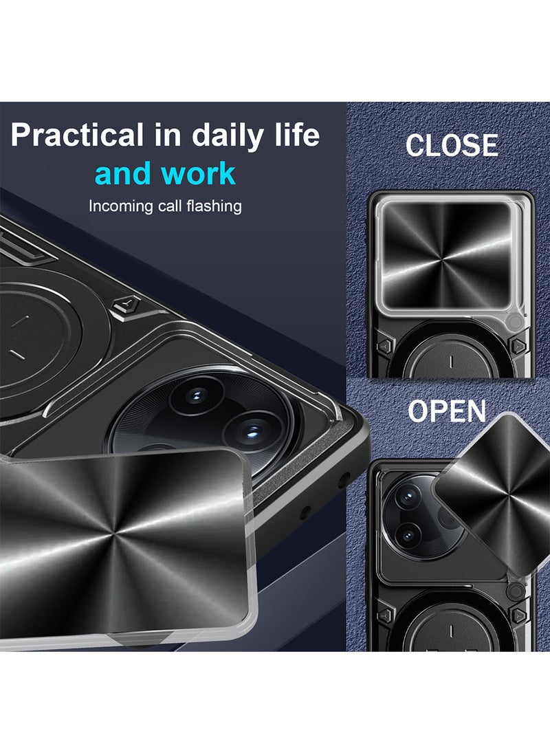 Case for Xiaomi Poco F7 Ultra / Redmi K80 Pro with Sliding Camera Cover, Kickstand, PC+TPU Dual-Layer Back Cover,Blue - Image 4