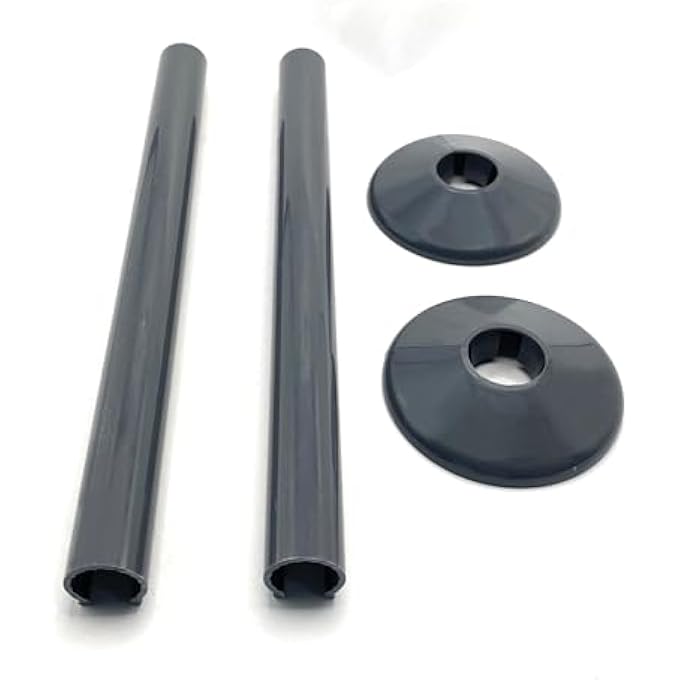 RADIATOR PIPE COVERS SNAPFIT 2 PACK 200MM LONG 15MM PIPE CENTRAL HEATING CLIP ON COVERS SNAPPIT (ANTHRACITE) - Image 1